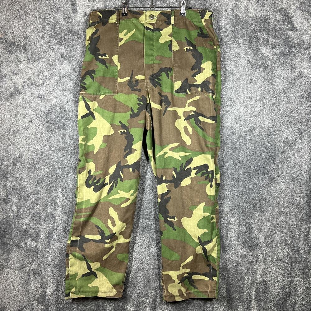 Pants Mens 38x28 Green Woodland Camo Canvas Chino Workwear Outdoor Casual